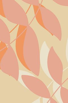 Moderne Botanische Kunst. Abstracte bladeren in warme pastels nr.2 van Dina Dankers