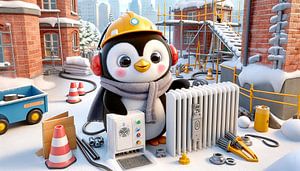 Pinguin-Heizungstechniker meistert Wintereinsatz