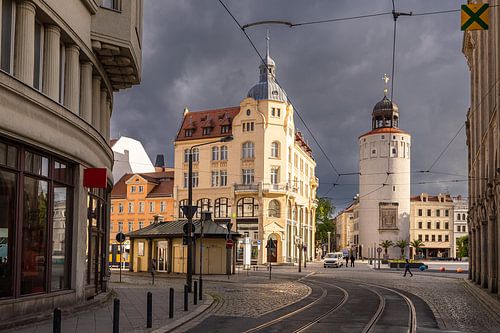 Uitzicht op de Dikke Toren in de stad Görlitz