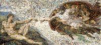 Mosaik Erschaffung Adams, Michelangelo, um 1511 von Atelier Liesjes Miniaturansicht