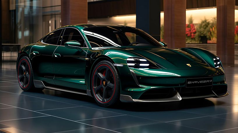 Green Porsche Taycan by PixelPrestige