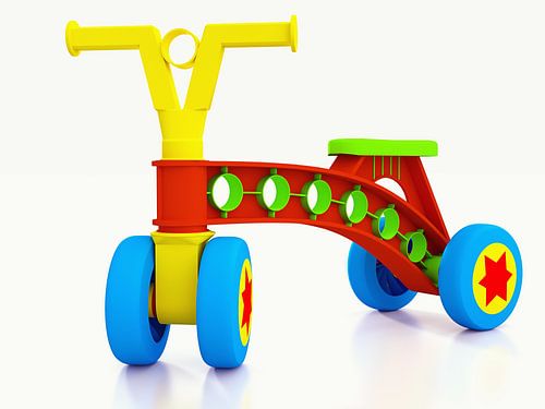 Plastic kinderfiets op vier wielen