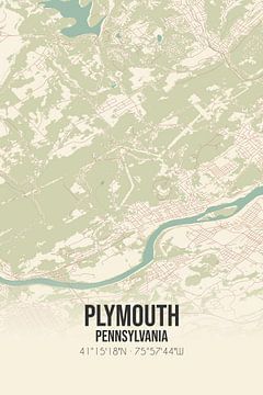 Carte ancienne de Plymouth (Pennsylvanie), USA. sur Rezona