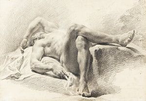 Mannelijk liggend naakt (academiestudie), rond 1800 van Atelier Liesjes