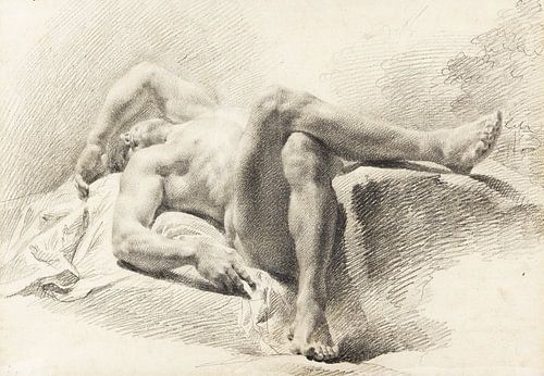 Homme allongé nu (étude de l'académie), vers 1800