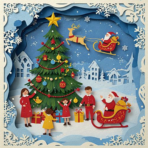 Arbre de Noël &amp ; Père Noël Illustration festive