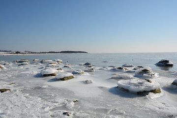 Eisschollen, Südstrand, Göhren, zugefrorene Ostsee