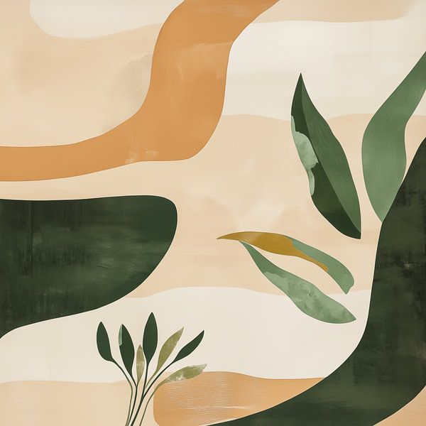 Abstracte botanische vormen van Koffie Zwart