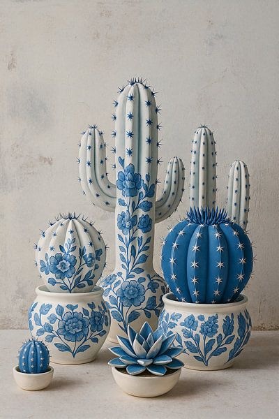Delft Blue Cacti by Kleurenrijk