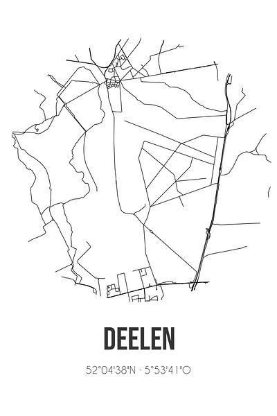 Deelen (Gelderland) | Map | Black and white by Prints of Place