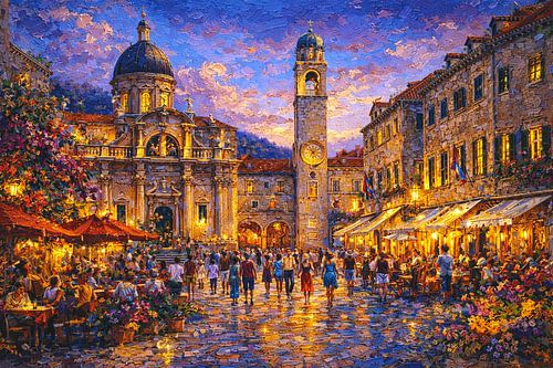Dubrovnik in Kroatië, een impressionistisch schilderij.