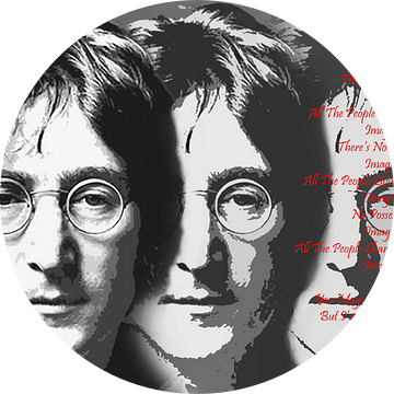 John Lennon, portret met Imagine tekst van Gert Hilbink
