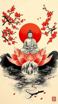 Bouddha / Boeddha Art japonais Sumi-e sur MIROKKU