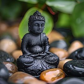 Buddha statue in Zen garden by Poster Art Shop