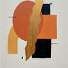 Organisch Abstract.  Tangerine Twist, Oranje, goud en zwart van Studio Pieternel