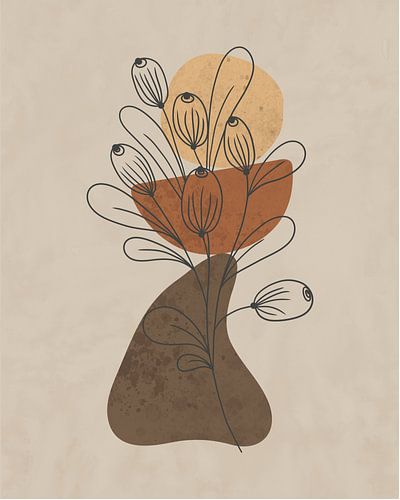 Abstracte illustratie van een landschap in aardetinten