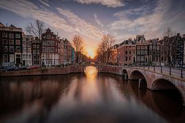 Amsterdam Sonnenuntergang Leidsegracht und Keizersgracht von Thea.Photo