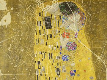 Karte von Bussum dem Kuss von Gustav Klimt von Map Art Studio