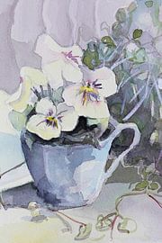 Violets Still Life Watercolor by Lineke Lijn
