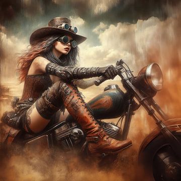 Steampunk biker girl by Silvio Schoisswohl