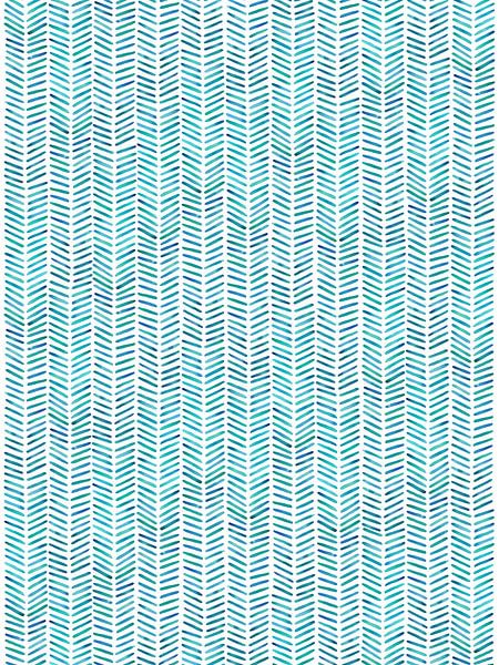 Papier peint à chevrons "Sea'' 100% (peinture aquarelle abstraite rayures bleu turquoise fait m par Natalie Bruns