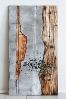 Concrete and wooden canvas for the wall
