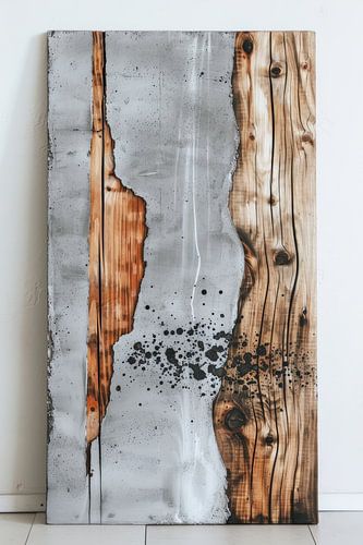 Beton en houten canvas voor aan de muur