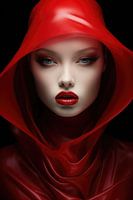 Hele mooie vrouw met fel rode lippen en lippenstift hi fashion stijl