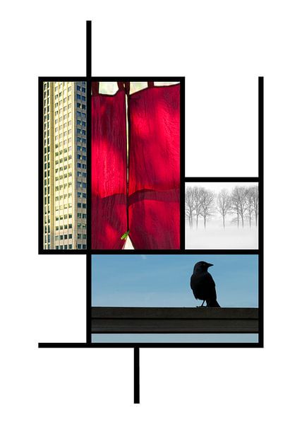 Collage in the colours of Piet Mondrian by Marianne van der Zee
