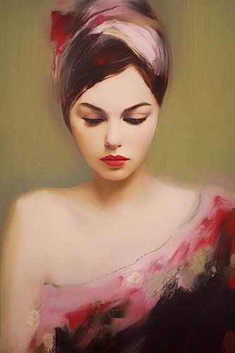 Modern portret in pastelkleuren