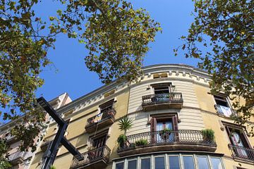 Mooi gebouw in een straat in Barcelona, Spanje van Shania Lam