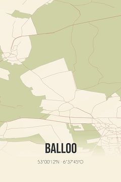 Vintage landkaart van Balloo (Drenthe) van Rezona