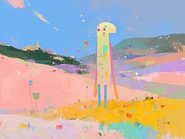 Whimsical Watcher in Pastel Dreams by ARTEO Paintings