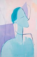 Abstracte schets van een vrouw in zachte kleuren