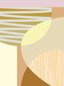 Abstrakte Geometrische Formen |  Flieder Beige Gelb