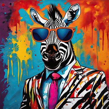 Zebra Pop-art van Blikvanger Schilderijen
