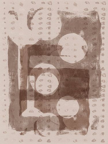 Abstracte vormen in beige en bruin.