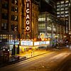 Célèbre théâtre de Chicago avec des néons en soirée sur Eric van Nieuwland