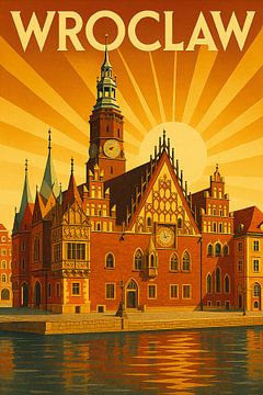 Poster de l'ancien hôtel de ville de Wroclaw - Place du marché &amp ; Architecture gothique Art