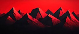 Mountain landscape in red - Abstract by Poster Art Shop
