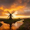 Moulin à vent de Terpzigt se reflétant dans l'eau lors d'un coucher de soleil coloré sur KB Design & Photography (Karen Brouwer)