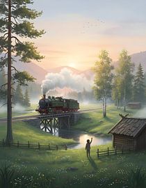 Weißer Dampf unter dem Morgenhimmel von Regan Frederick