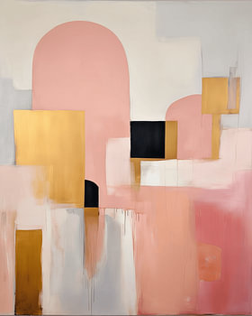 Modern and abstract in pink and gold