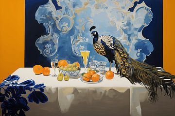 Peacock on the table by Uncoloredx12