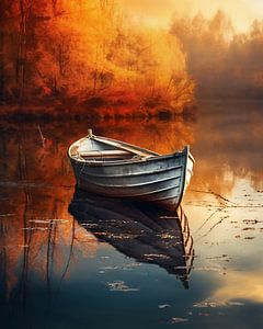 Boot im Herbst auf dem See