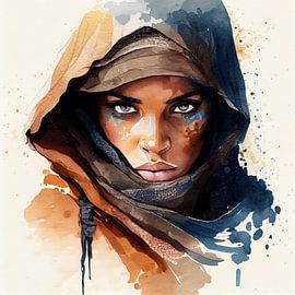 Aquarell Tuareg Frau #1 von Chromatic Fusion Studio