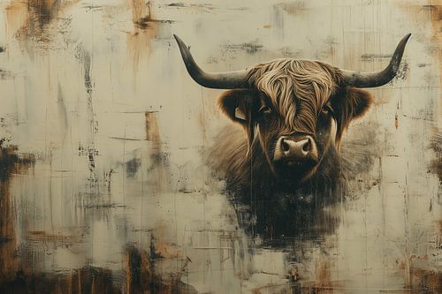 Schotse Hooglander abstracte kunst