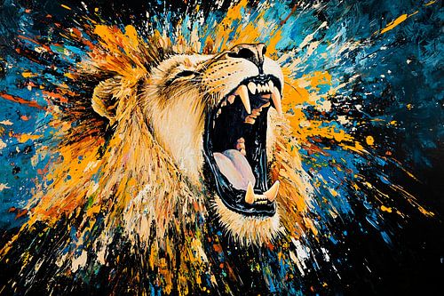 Kleurrijke leeuw met dynamiek
