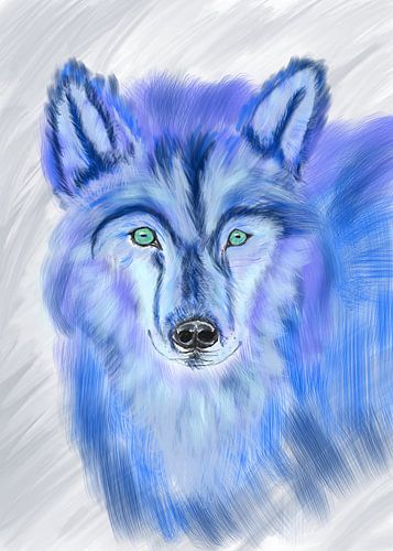 Wolf in onwerkelijke kleuren.