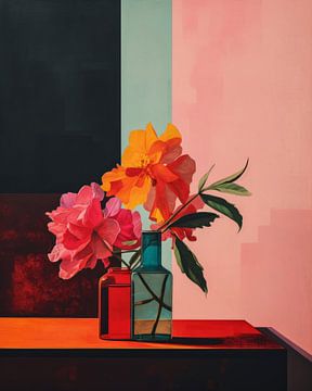 Kleurrijke bloemen in een vaas van Studio Allee